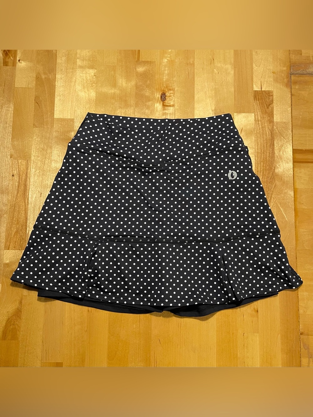 Dona Jo Black White Polka Dot Athletic Skort Tennis Pickleball Skirt | Size S